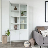 Vitrina alba din otel si sticla, 4 usi, 80x35x175 cm Brisbane House Nordic